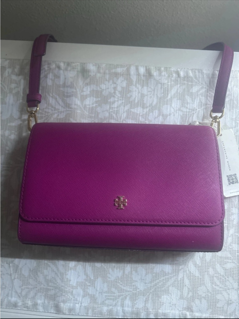 Tory Burch Crossbody Bag in Magenta with Gold Hardware